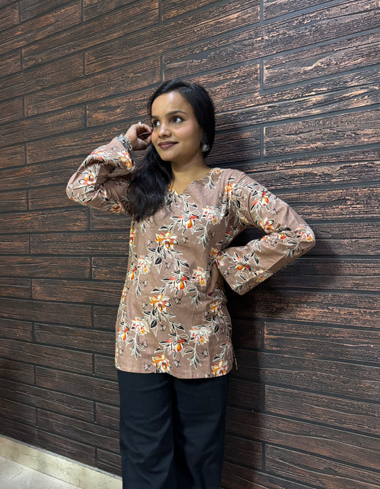 Brown Bell Sleeves Kurti